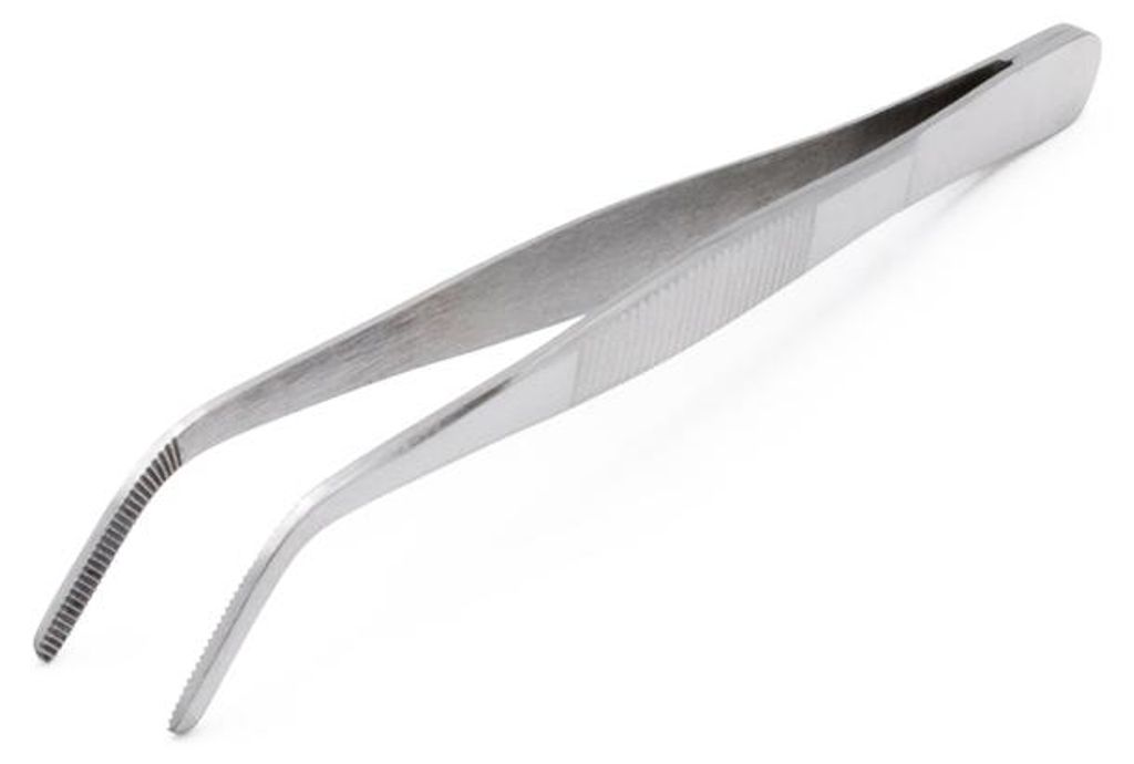 Edelstahl Futterpinzette - 14 cm - Abgewinkelt