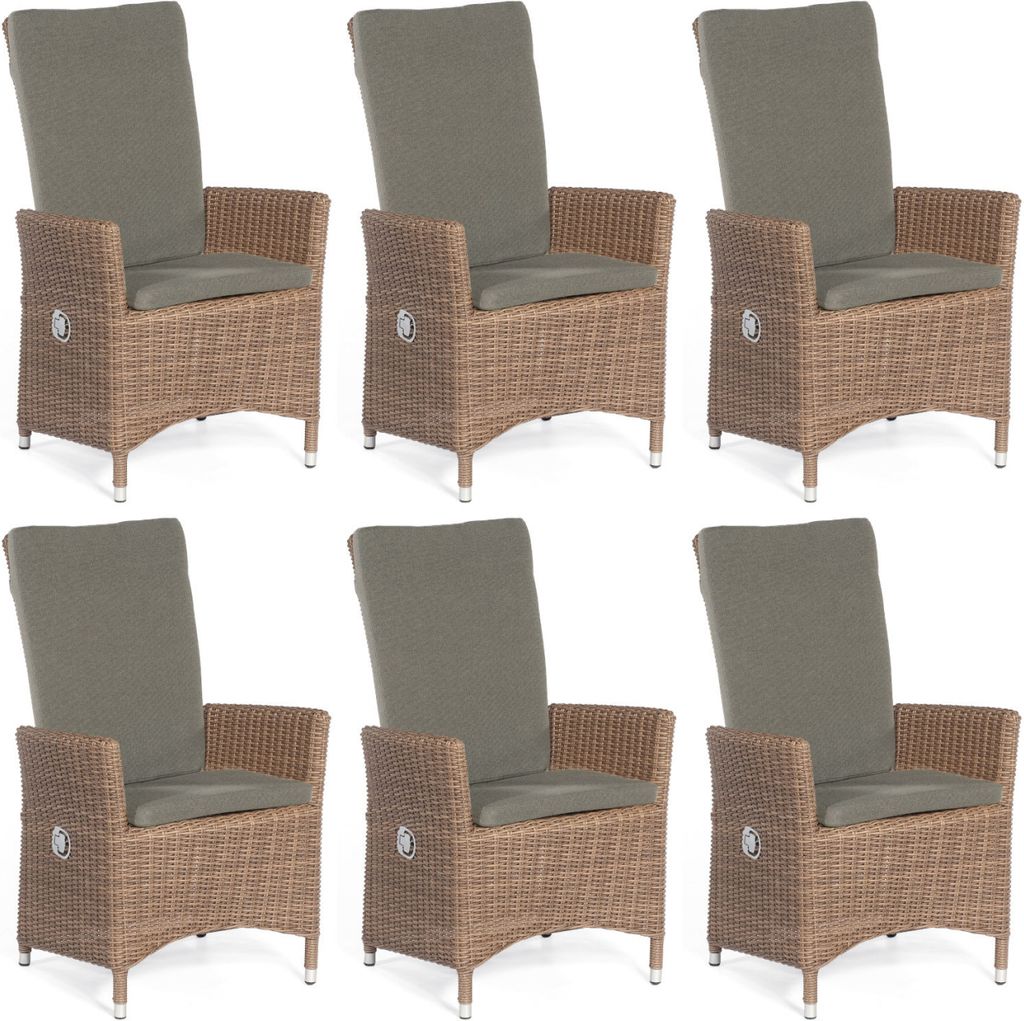 Sonnenpartner 6er-Set Garten-Sessel Solares Aluminium mit Polyrattan rustic-stream Gartenstuhl Hochl