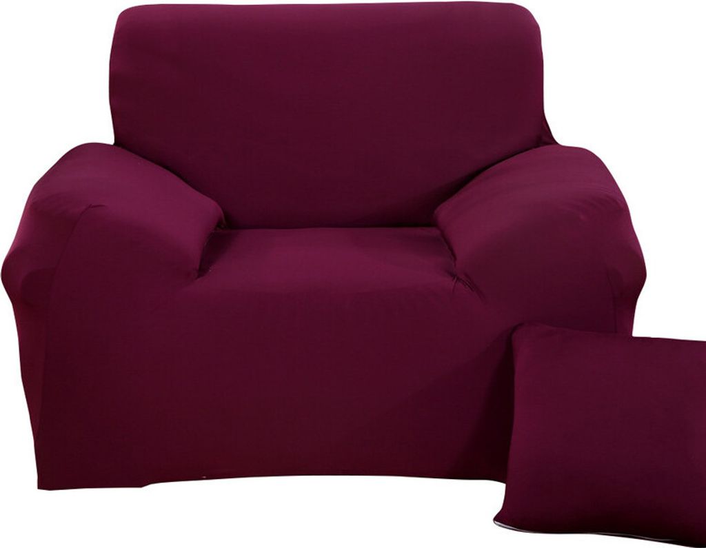 ele ELEOPTION Sofahusse Stretchhusse Sofabezug Polyester Rippstrick (Granat, 1 Sitzer für Sofalänge 90-140cm)