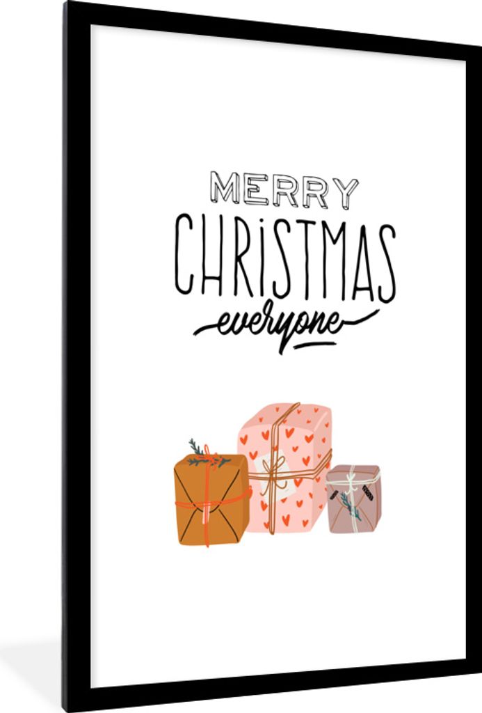 MuchoWow MuchoWow Gerahmtes Poster Sprichwörter - Zitate - 'Frohe Weihnachten' 60x90 cm - Poster mit zchwarzem Bilderrahmen - Dekoration - Wan...