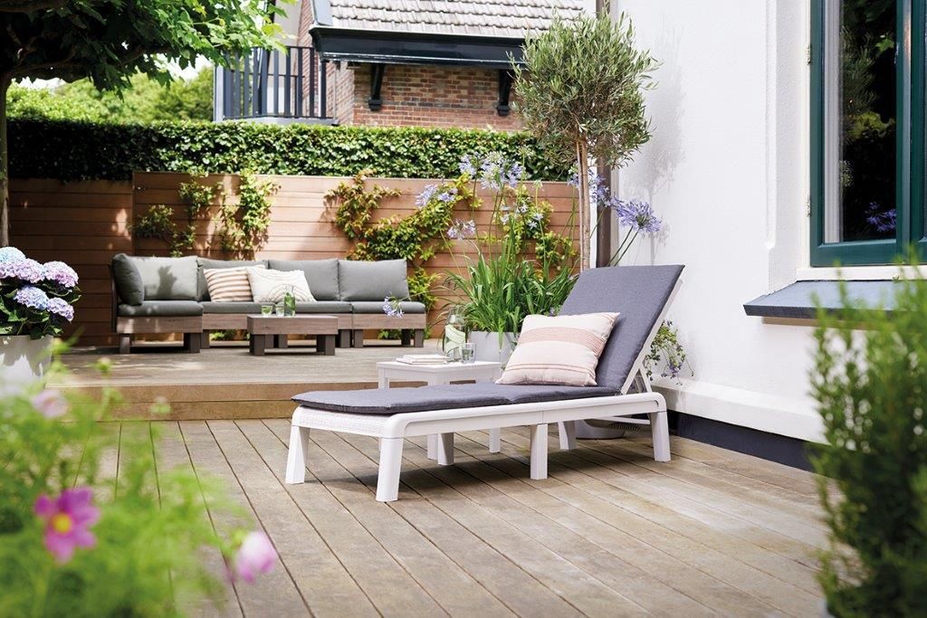 Chaise longue de jardin avec coussin Mallorca blanc Image du produit 