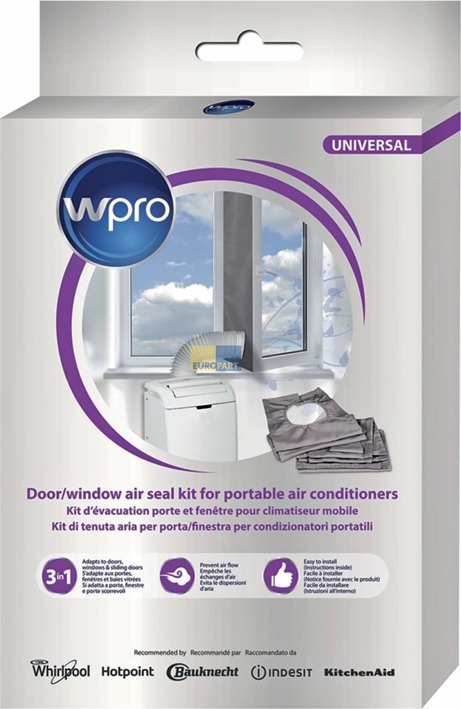 Wpro Whirlpool Luftabdichtungskit Fensterabdichtung CAK002 für Klimagerät mobile Klimaanlage 484000008629 484000008979