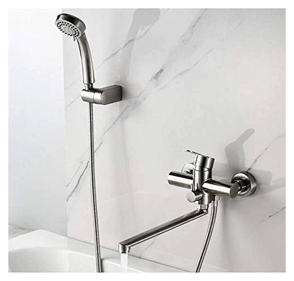 Küchen- und Badarmaturen-Set, Badewannenarmatur mit Handbrause aus Edelstahl