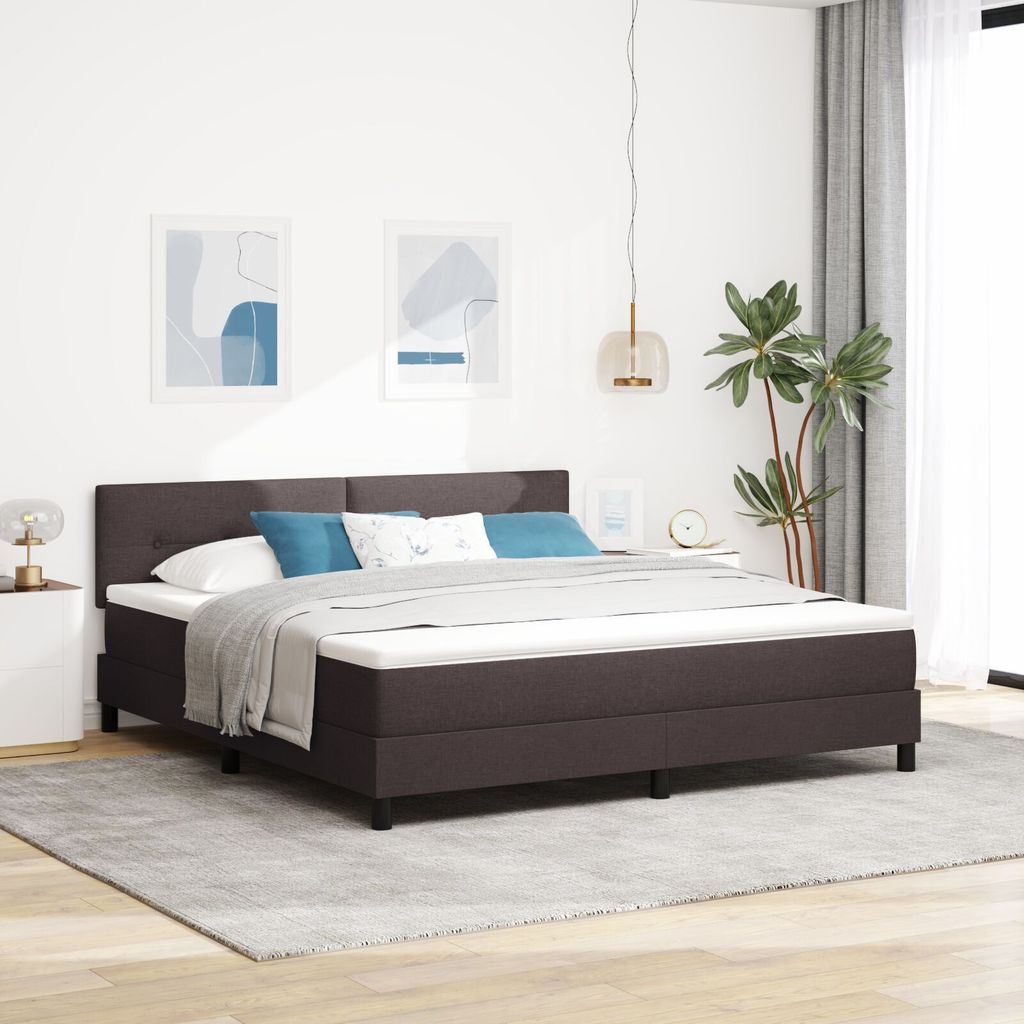 Boxspringbett mit Matratze Dunkelgrau 180x200 cm Stoff, Klassische Betten DesignMöbel Neu