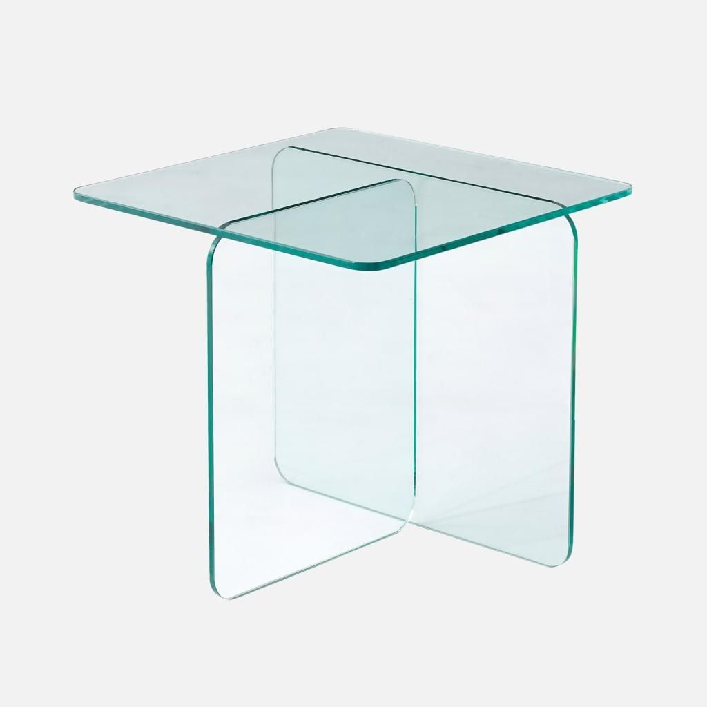sweeek - Quadratischer Couchtisch aus gehärtetem Glas - Transparent