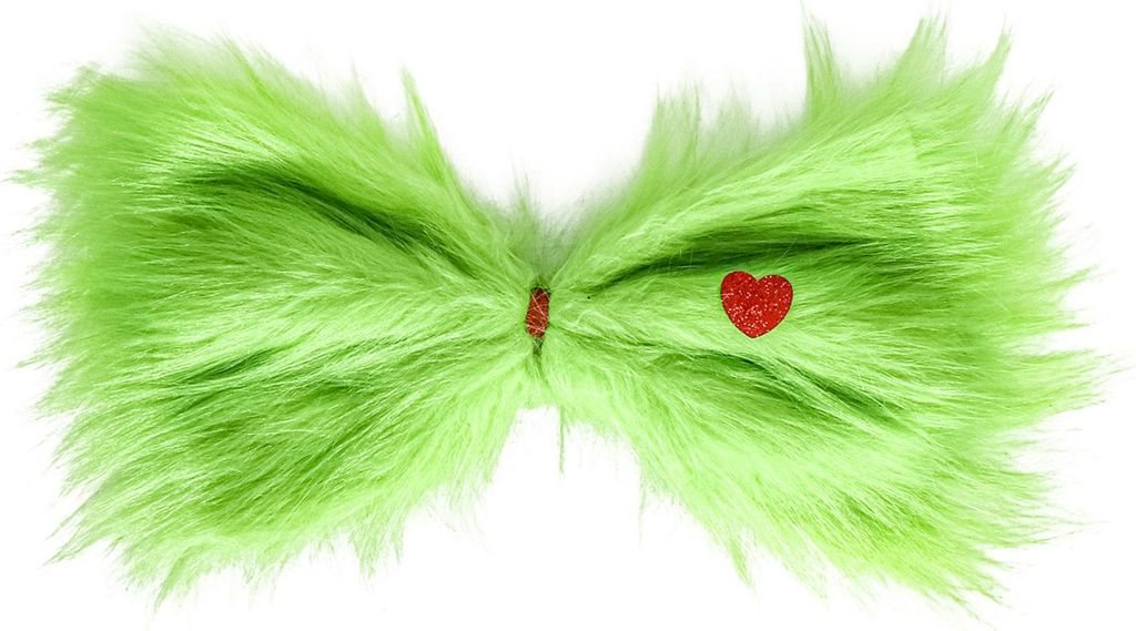 Große grüne Fellschleife mit rotem Herz für den Weihnachtsbaum, Weihnachtskostüm-Accessoires für Damen und Mädchen