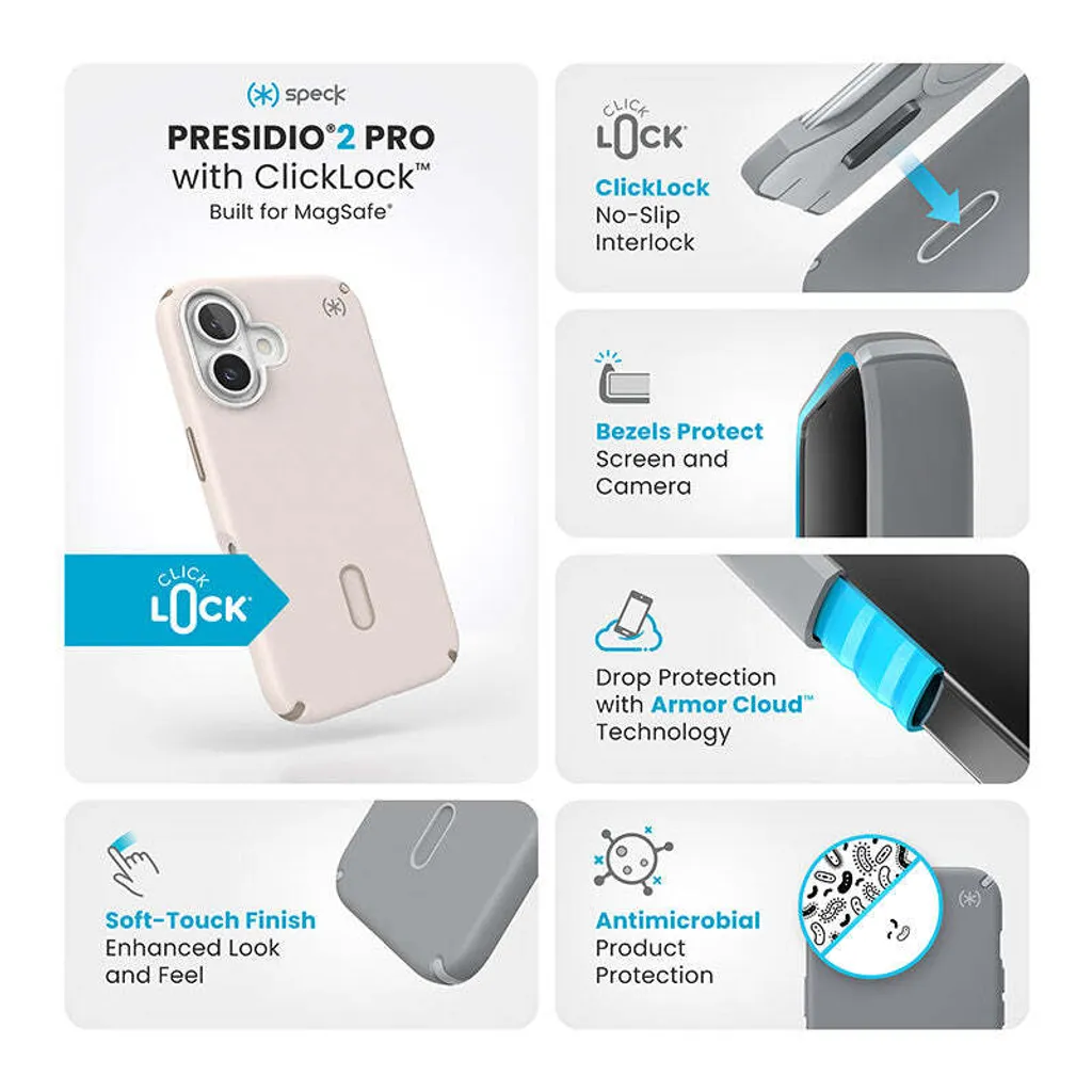 Coque iPhone 16 avec fixation ClickLock Speck Presidio2 Pro MagSafe - 4