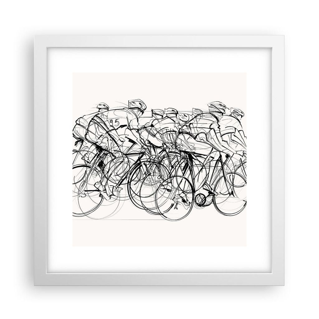 Gerahmtes Poster - Weißer Rahmen - Fahrrad Rennen Rad - 30x30 cm - Wand Bild - Wanddeko - Wandbilder - Kunstposter - Wandposter - Bilderrahmen - B...