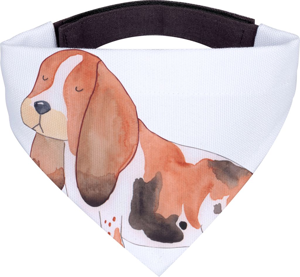 Mr. & Mrs. Panda Hundeschal Hund Basset Hound - Weiß - Geschenk, Tuch für Hunde, Halstuch, Süß, Hundehalstuch, Niedlich, Sprüche