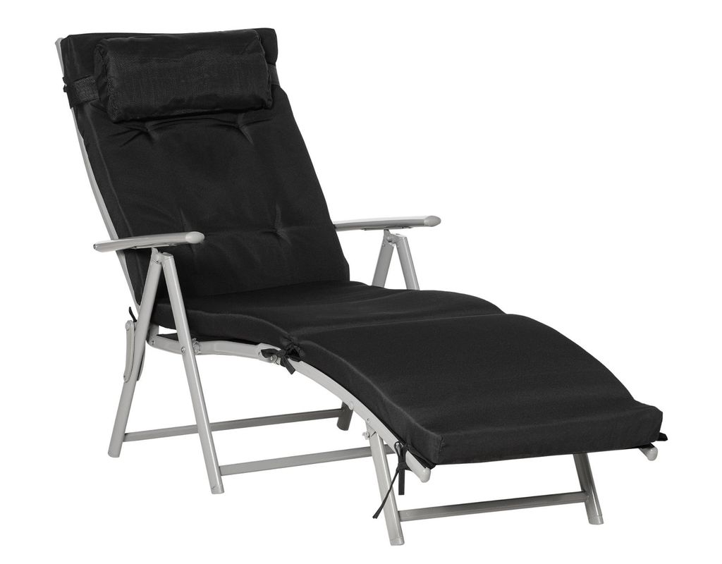 Sonnenliege klappbar, Strandliege mit Kopfkissen Sitzkissen Liegestuhl mit 7-Fach verstellbare Rückenlehne Gartenliege Relaxliege, für Garten