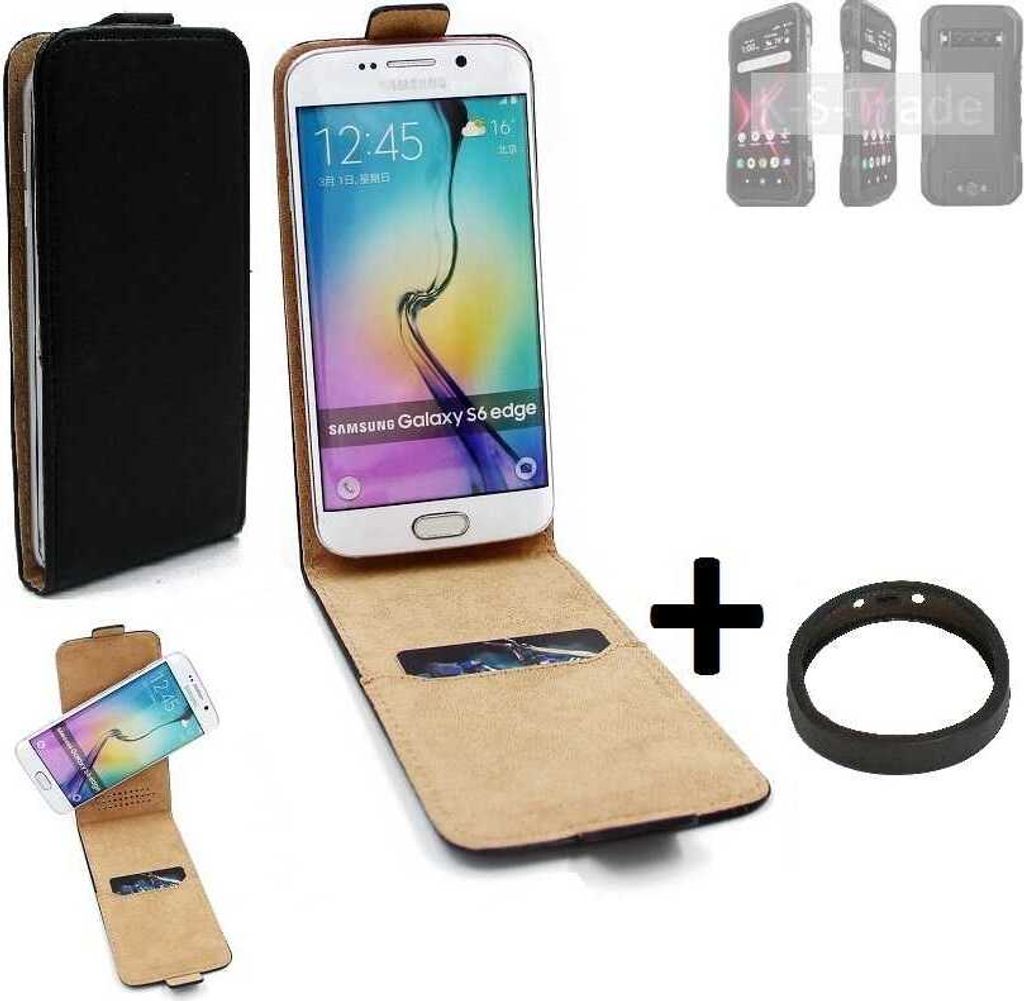 K-S-Trade TOP SET Handyhülle kompatibel mit Kyocera DuraForce Pro 3 360° Flipstyle Schutzhülle Smartphone Tasche schwarz + TPU Bumper, Case Hülle