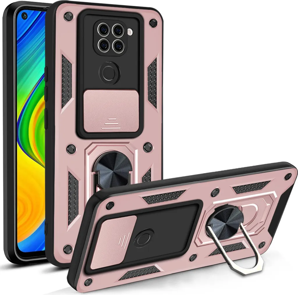 Custodia Redmi Note 9 con Anello: Rosa, Antiurto e Supporto Auto