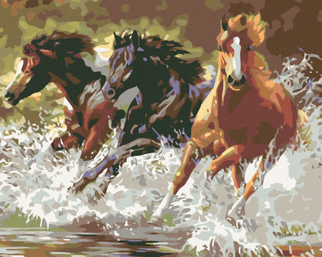Zuty - Malen nach Zahlen - PFERDE, 40x50 cm, ohne Keilrahmen