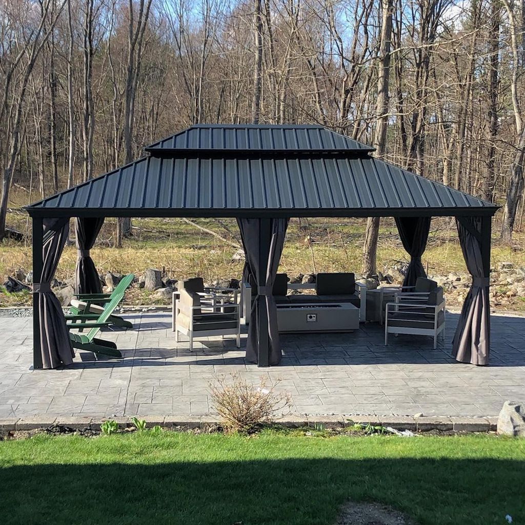 PURPLE LEAF Hardtop Pavillon 4.25x6m wasserdicht winterfest und stabil für den Garten,grau