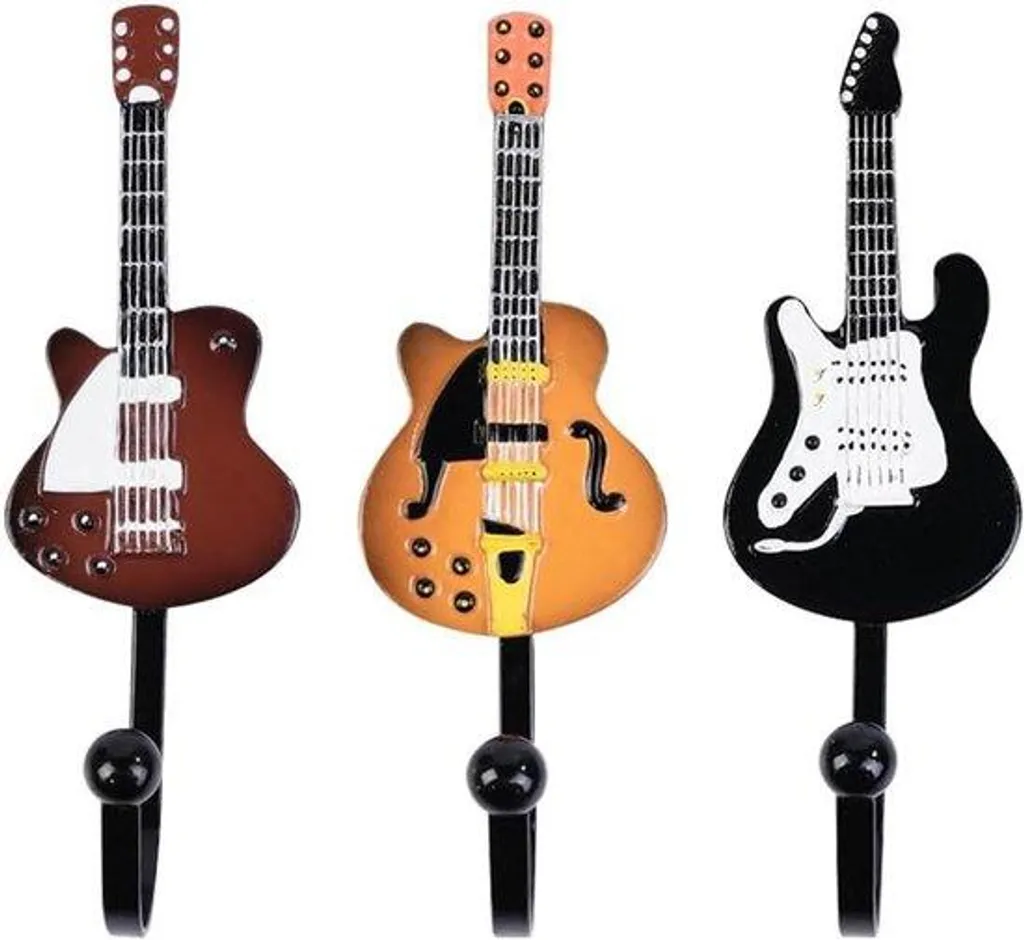 Support Guitare Mural Lot de 3 - Design Rétro - Accroche Sécurisée