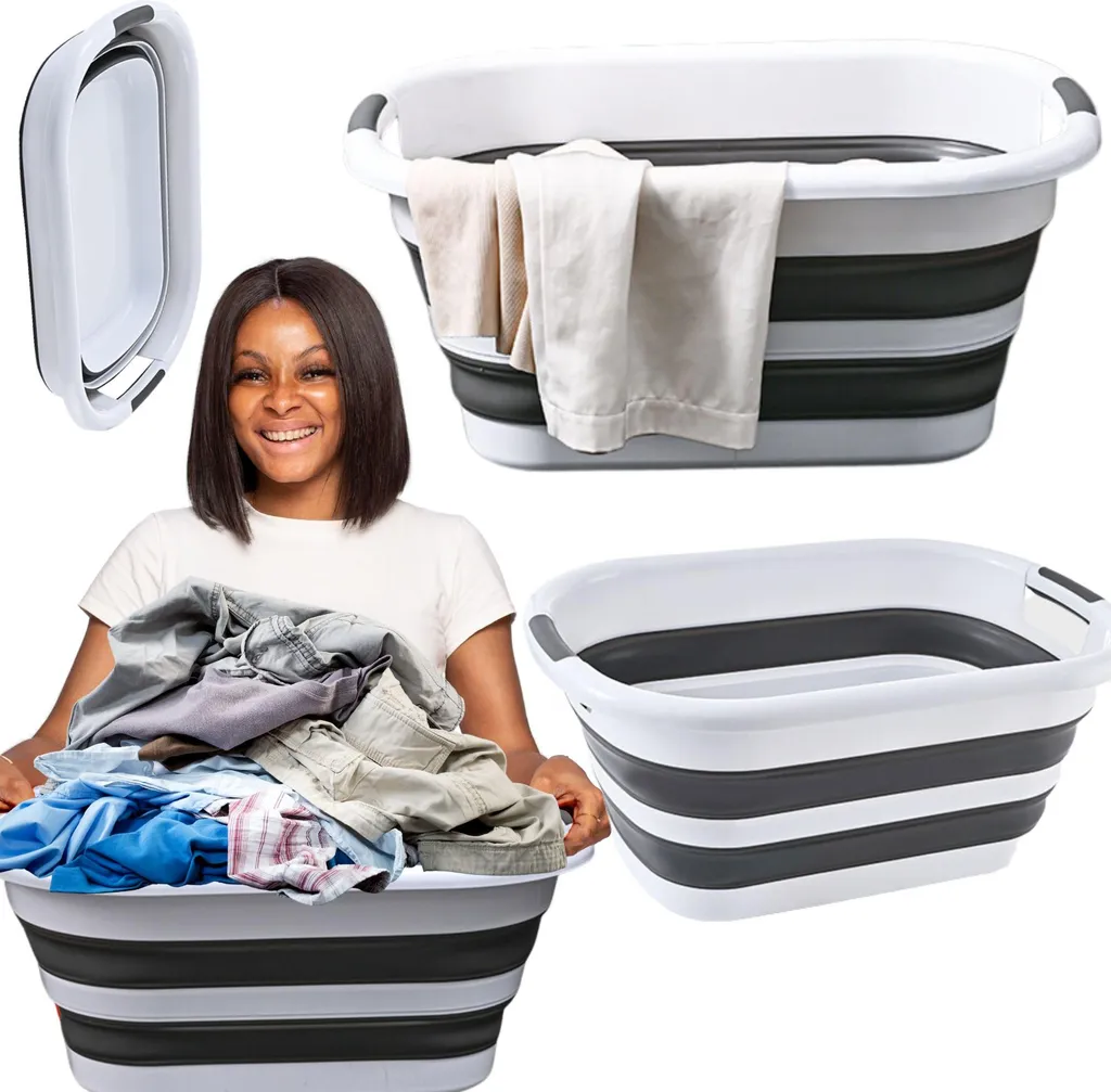 Cesto Portabiancheria Pieghevole 25L in Silicone - Salvaspazio Bagno