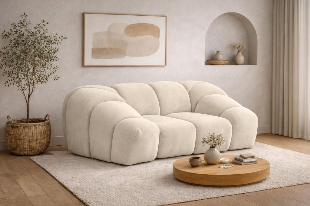 Kaiser Möbel Sessel modular, Veloursstoff Bluvel, Creme, CROISSANT