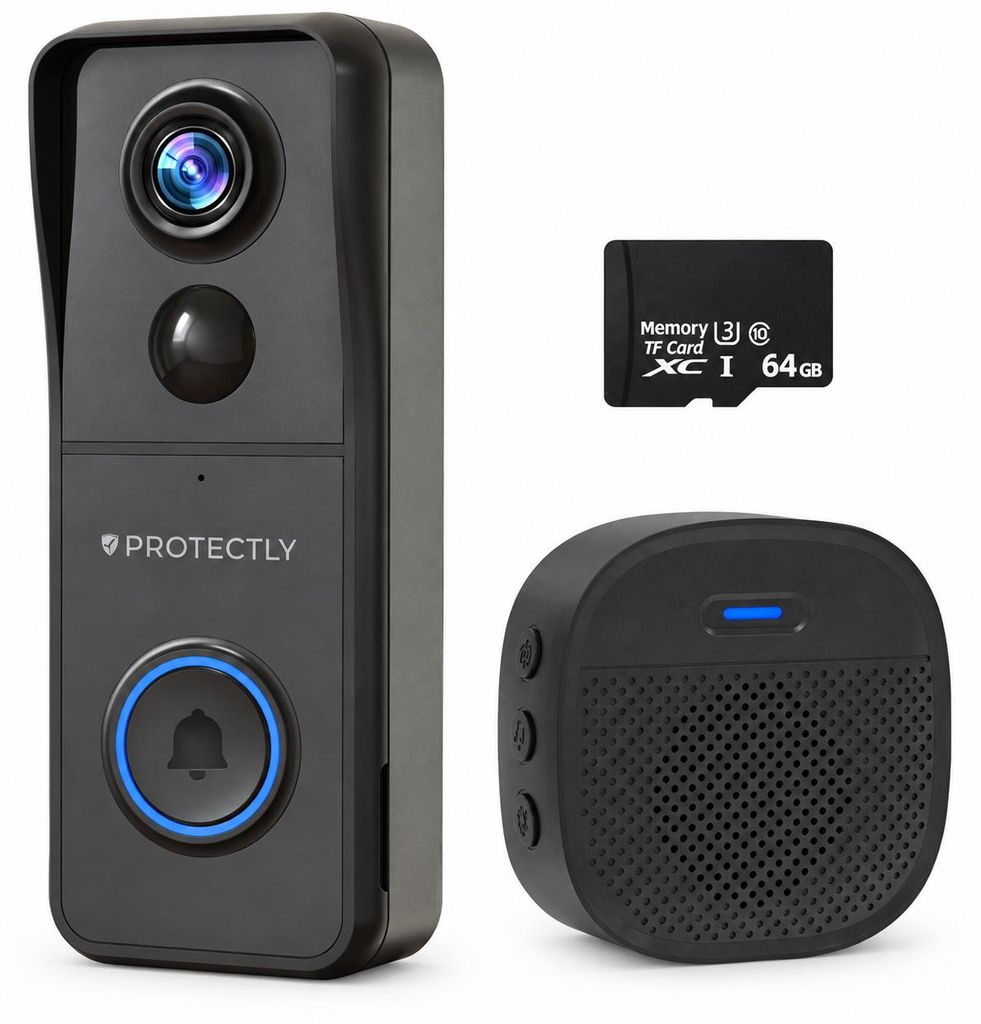 Protectly® Video-Türklingel mit Kamera 4K – WLAN, Gong, Produktbild 