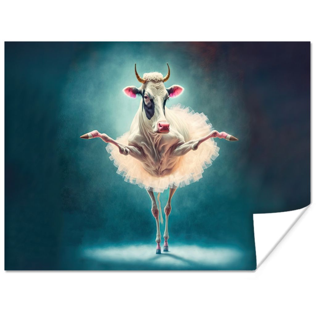 MuchoWow Poster Kuh - Rock - Ballett - Tiere - Porträt 40x30 cm - Plakate für die Wände - Poster Wohnzimmer