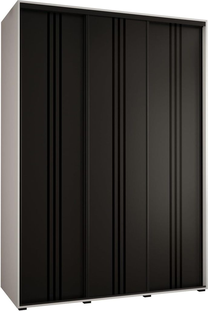 MEBLE KRYSPOL Davos 6 Schrank, drei Türen - 235,2x170x60 cm - Weiß Schwarz Schwarz
