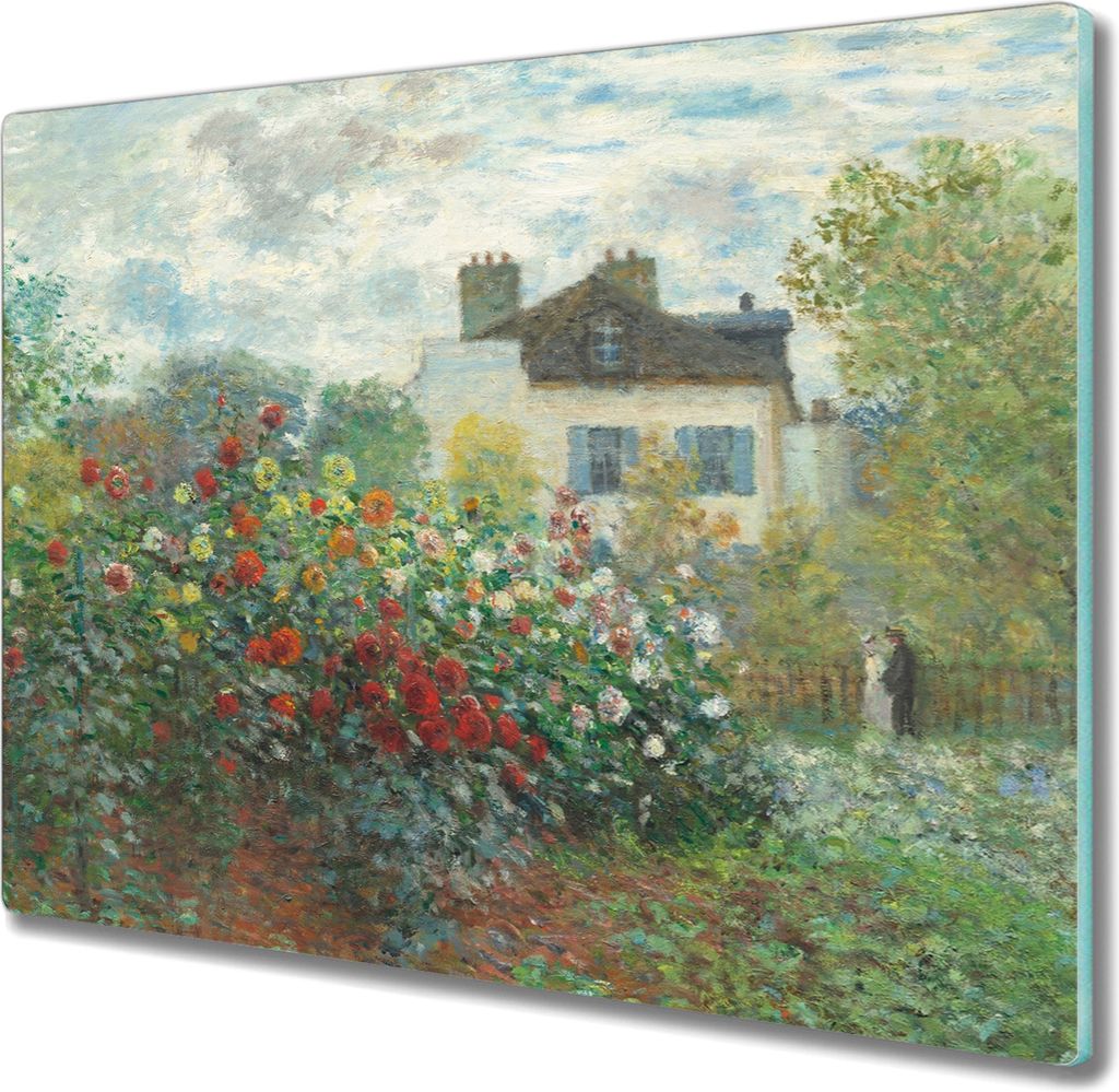 Coloray Herdabdeckplatte 60x52 cm Schneidebrett Kochplattenabdeckung Küchenbrett Hackbrett - Natur Garten Monet