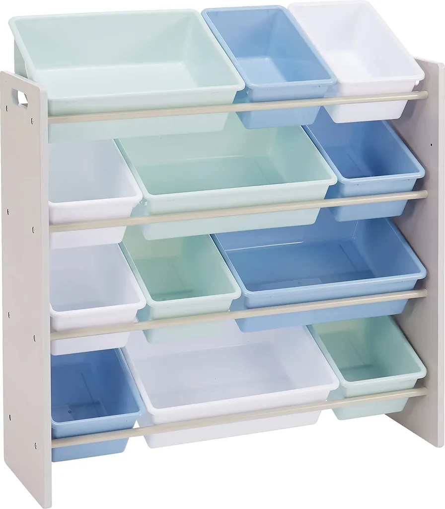 Rangement Jouets pour Chambre Enfant : Organiseur 12 Bacs Gain de Place