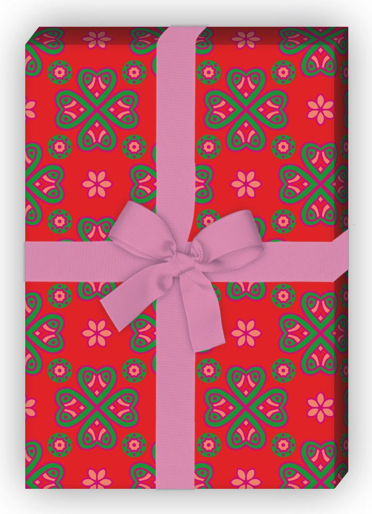 Glücks Geschenkpapier Set, Dekorpapier mit Retro Klee Produktbild 