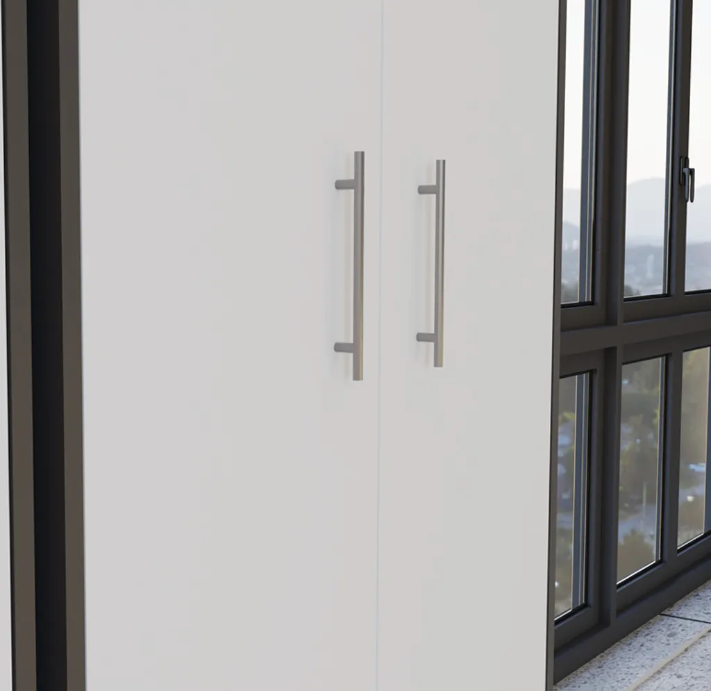 Bibliothèque de bureau RAINER bicolore anthracite blanc en bois robuste - 15