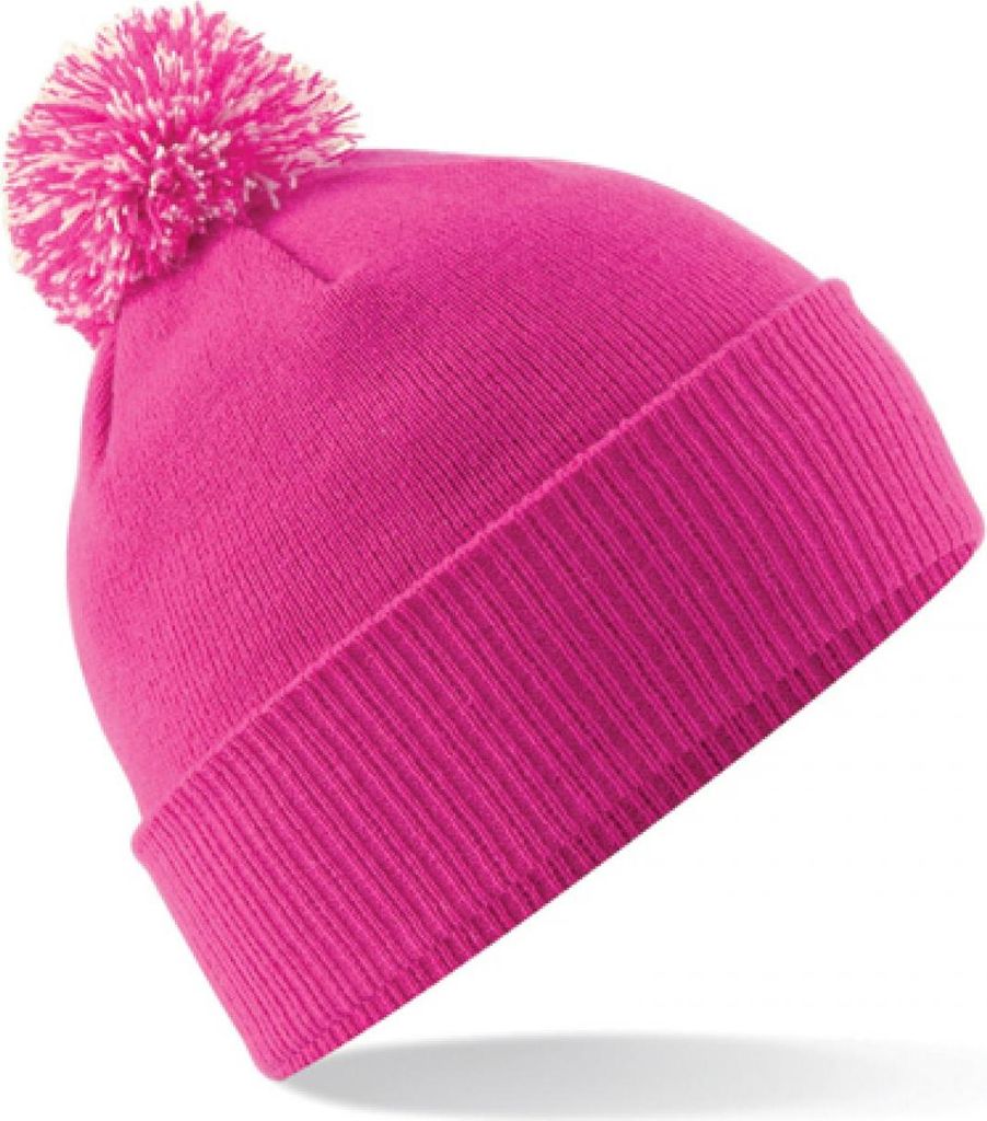 Beechfield B450B | Junior Snowstar Beanie Wintermütze - Farbe: Fuchsia/Off White - Größe: One Size