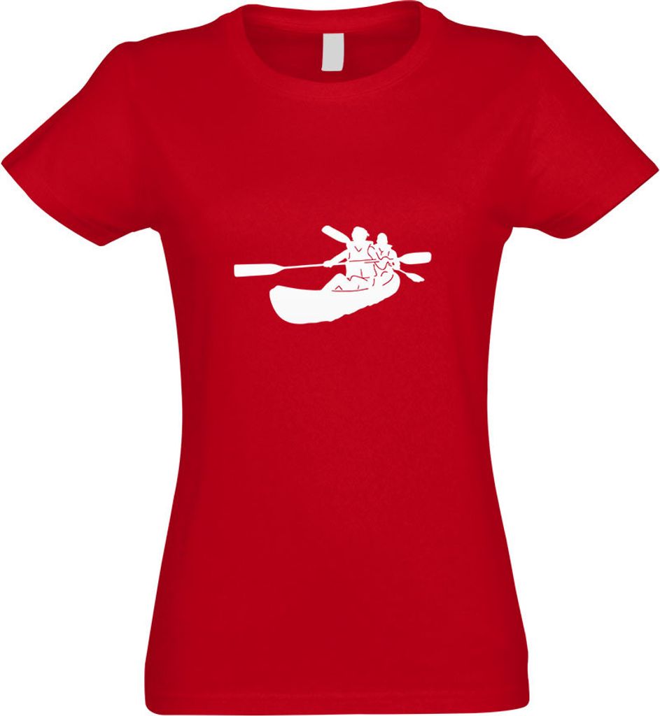 Kiwistar - T-Shirt tailliert - Damen - rot - Kajak - Kanus - Doppelpaddel - mit Motiv Bedruckt - Funshirt Design - Sport - Freizeit - Damen - L