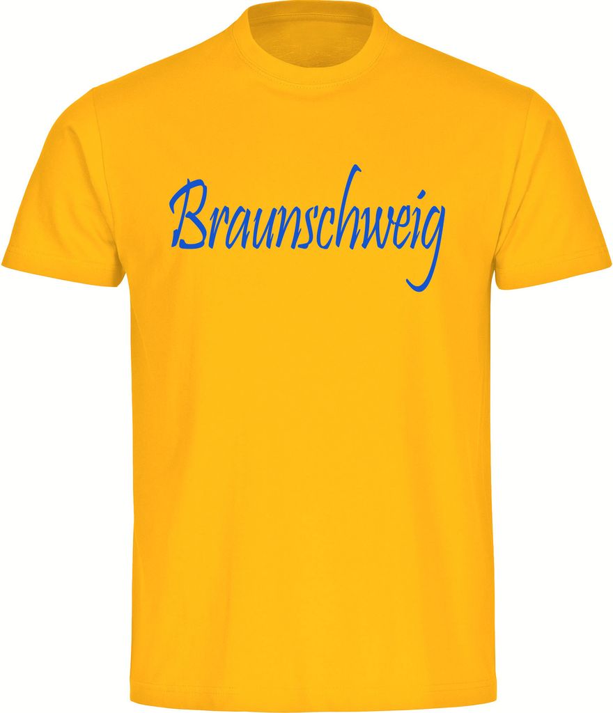 multifanshop Herren T-Shirt - Braunschweig - Schriftzug, gelb, Größe M