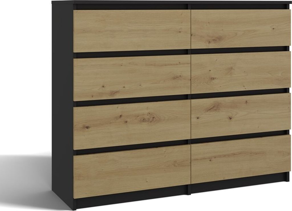 Kommode Wolfgang Artisan-Eiche / Anthrazit 120 cm mit 8 Schubladen