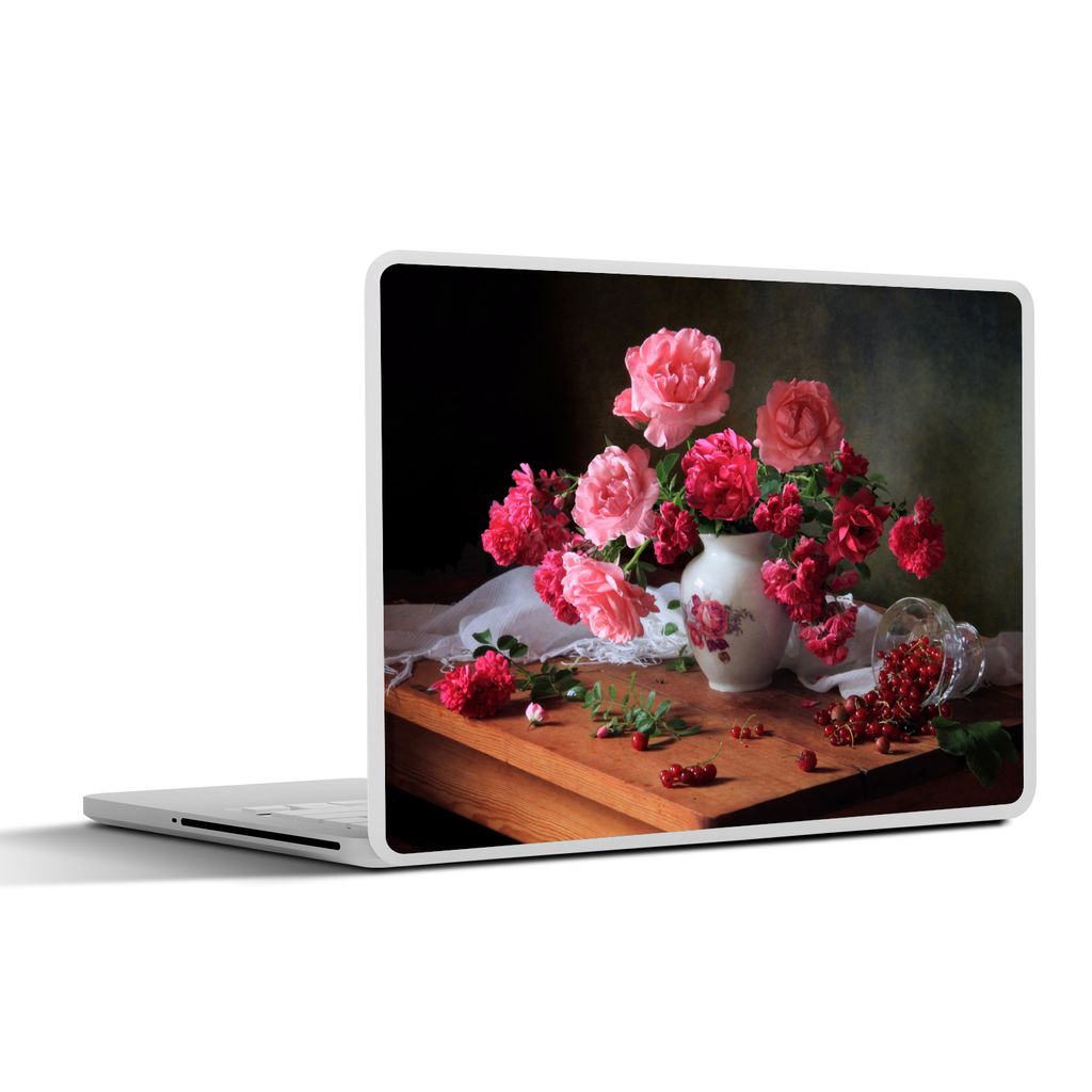 MuchoWow Laptop Aufkleber Sticker Cover Rosen - Stilleben - Rosa 30x21 cm - Sticker für Laptop - Selbstklebend