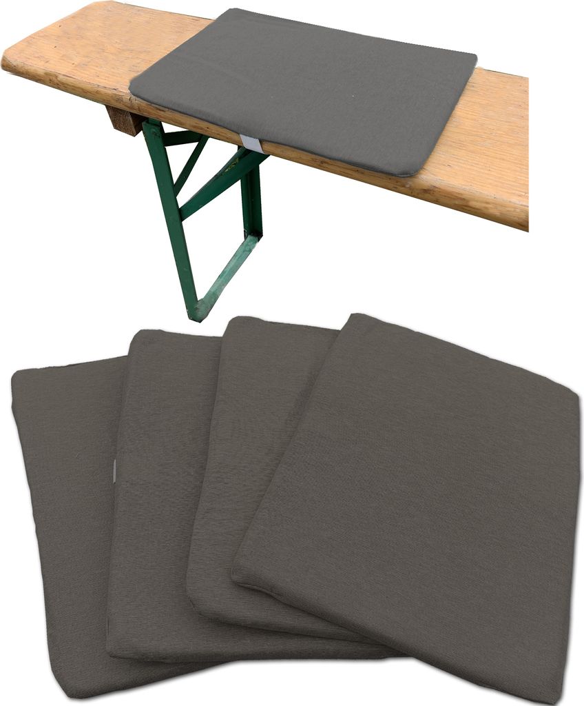 JEMIDI 4x Bierbankkissen - Sitzkissen für Bierzeltgarnitur - Bierbank Auflagen Set - Auflage für Bank - Sitzauflage für Bierbänke - Anthrazit