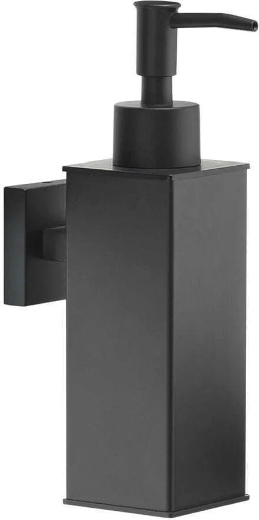 Dispenser Sapone Liquido Parete Seal Nero Acciaio Inox 150ml Bagno