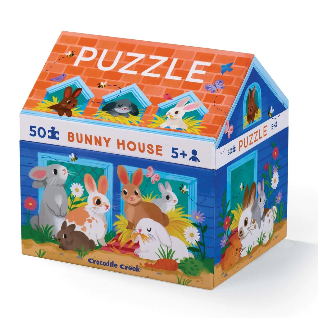 Cadeau enfant puzzle 50 pièces Maison des lapins Crocodile Creek 4 ans