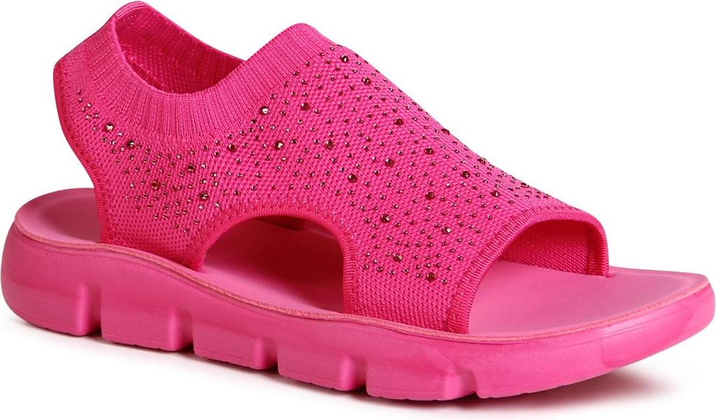 topschuhe24 2804 Damen Sportliche Riemchen Glitzer Sandalen, Farbe:Pink, Größe:37 EU