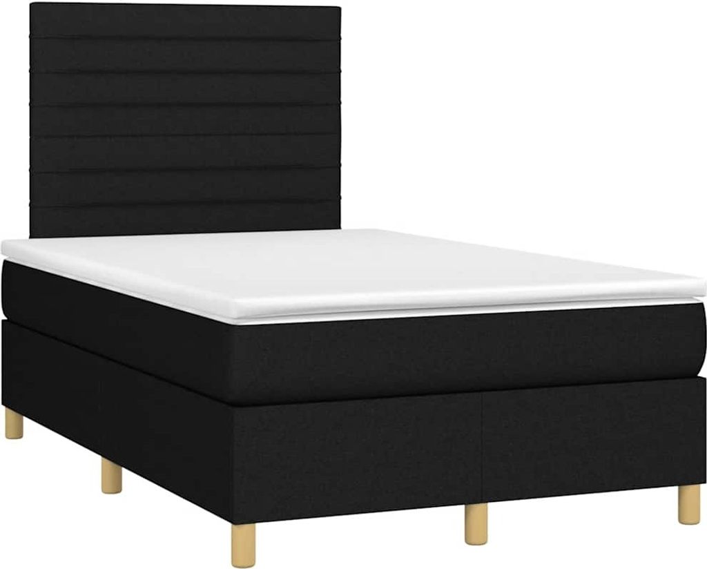 vidaXL Boxspringbett mit Matratze Schwarz 120x190 cm Stoff