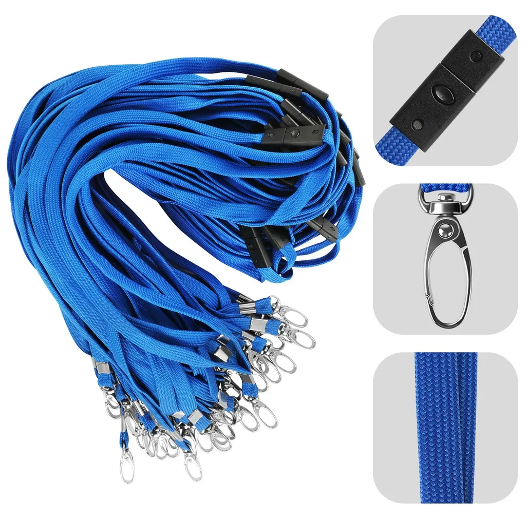 Lanière de sécurité bleue 45 cm avec boucle pivotante pour porte-badge