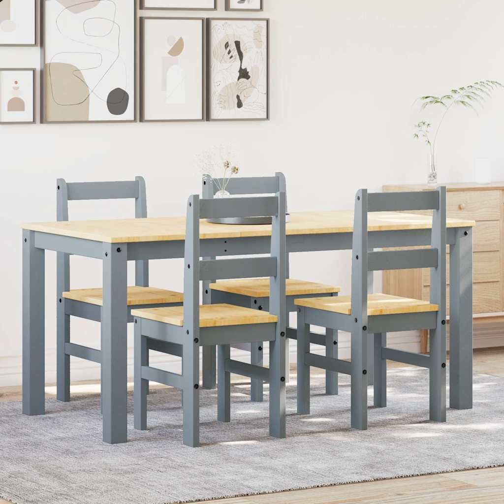 Maison Exclusive - 5-tlg. Essgruppe PANAMA Grau Massivholz Kiefer