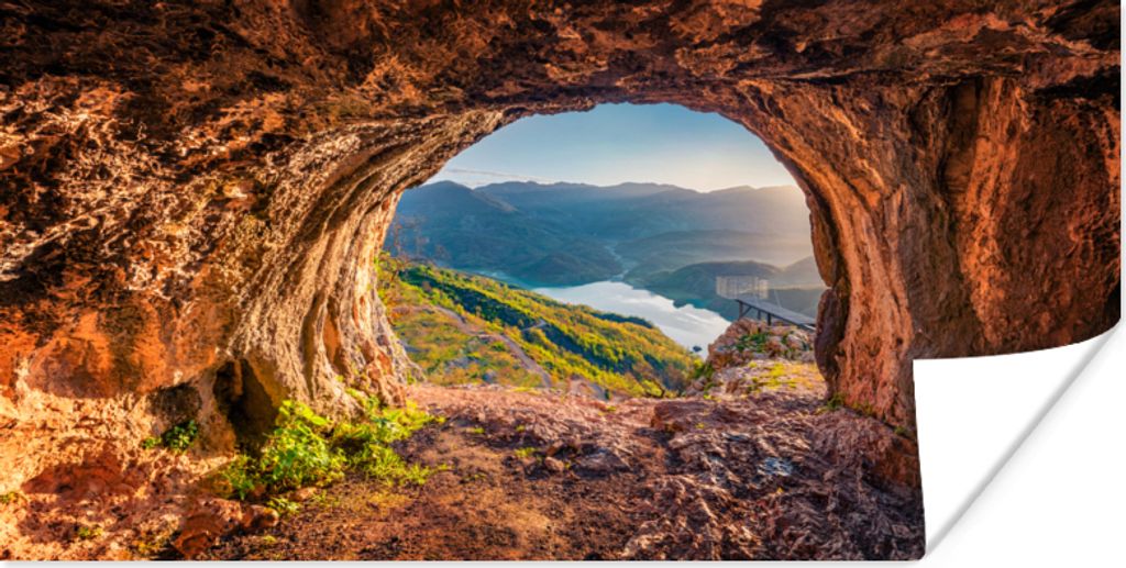 MuchoWow Poster Höhle - Berg - Landschaft - Natur 150x75 cm - ohne Rahmen