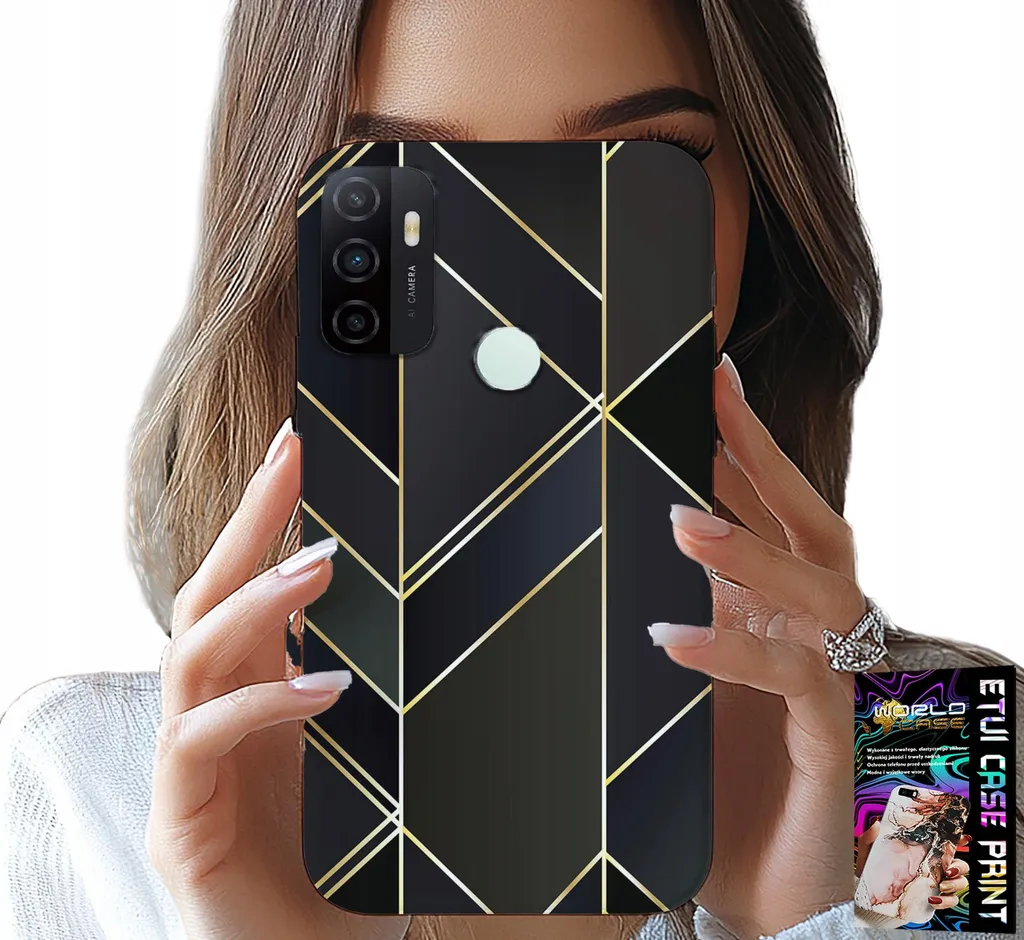 Cover Lusso Oppo A53s 2020 - Design Cornice Oro e Vetro Antiurto