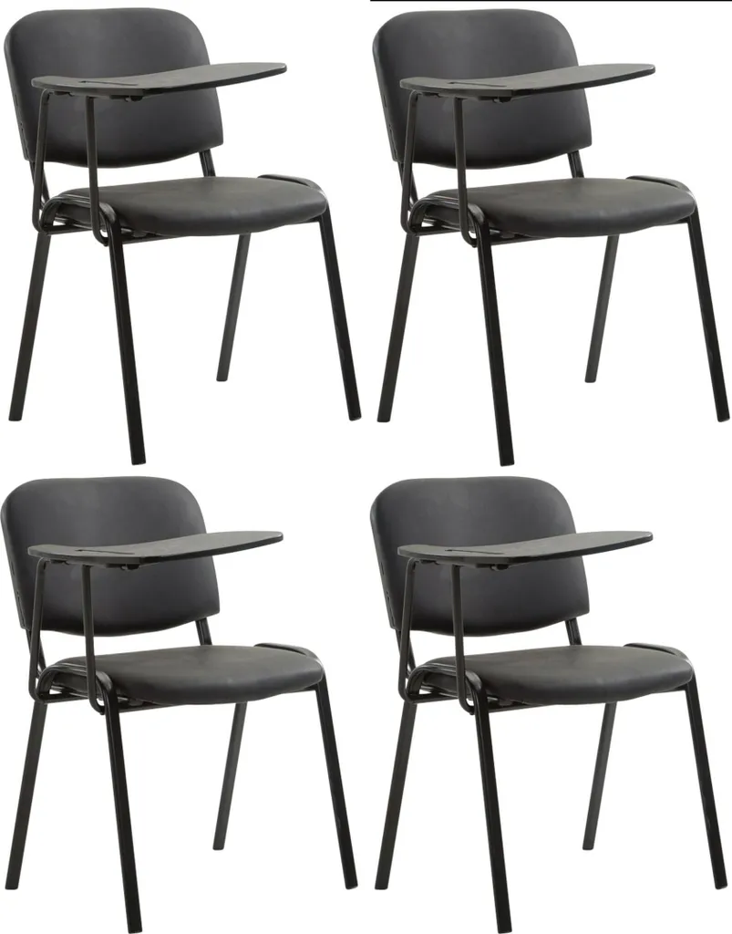 Table pliante avec 4 chaises rembourrées en similicuir noir