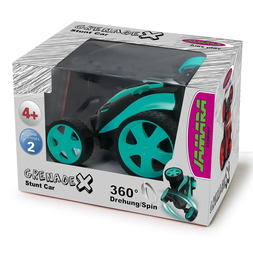 Voiture télécommandée de cascade GrenadeX 1:24 turquoise tout-terrain