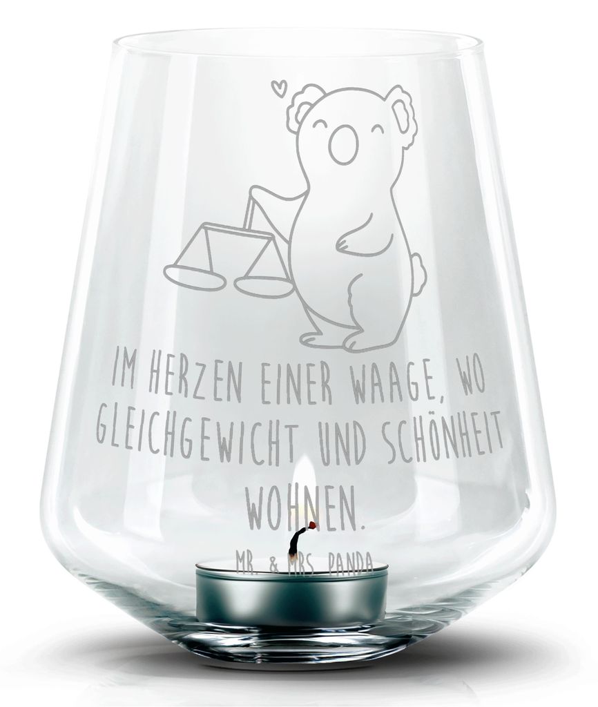 Mr. & Mrs. Panda gravur glas Waage Astrologie - Transparent - Geschenk, Windlicht, Kerzenhalter, Sternzeichen, Kerzenglas, Laterne, Geburtstagsgesc...