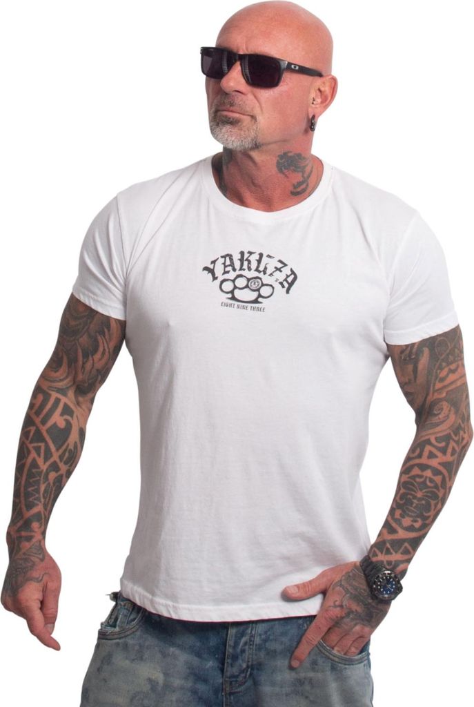 Yakuza Herren Crusher Regular Basic T-Shirt, Weiß, 6XL
