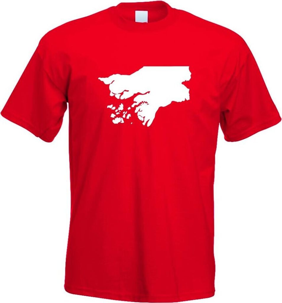 Kiwistar - T-Shirt - rot - Guinea-Bissau Umriss Kontur Herren Funshirt Bedruckt Design Sprüche Spruch Motive - mit Motiv Bedruckt - Funshirt Desig...