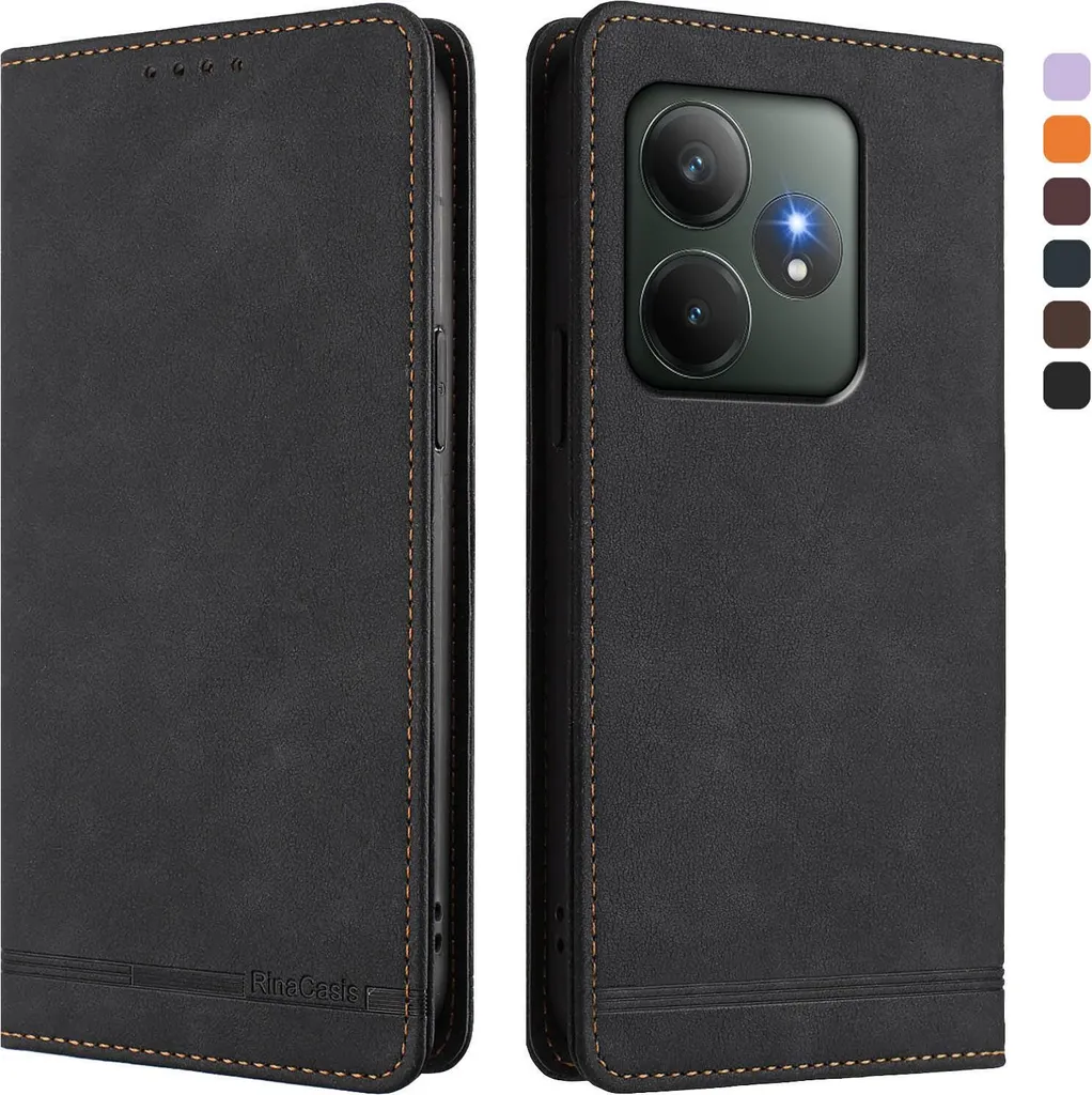Cover Realme GT 6T / GT 6 Nero: Custodia Libro Business in Pelle PU