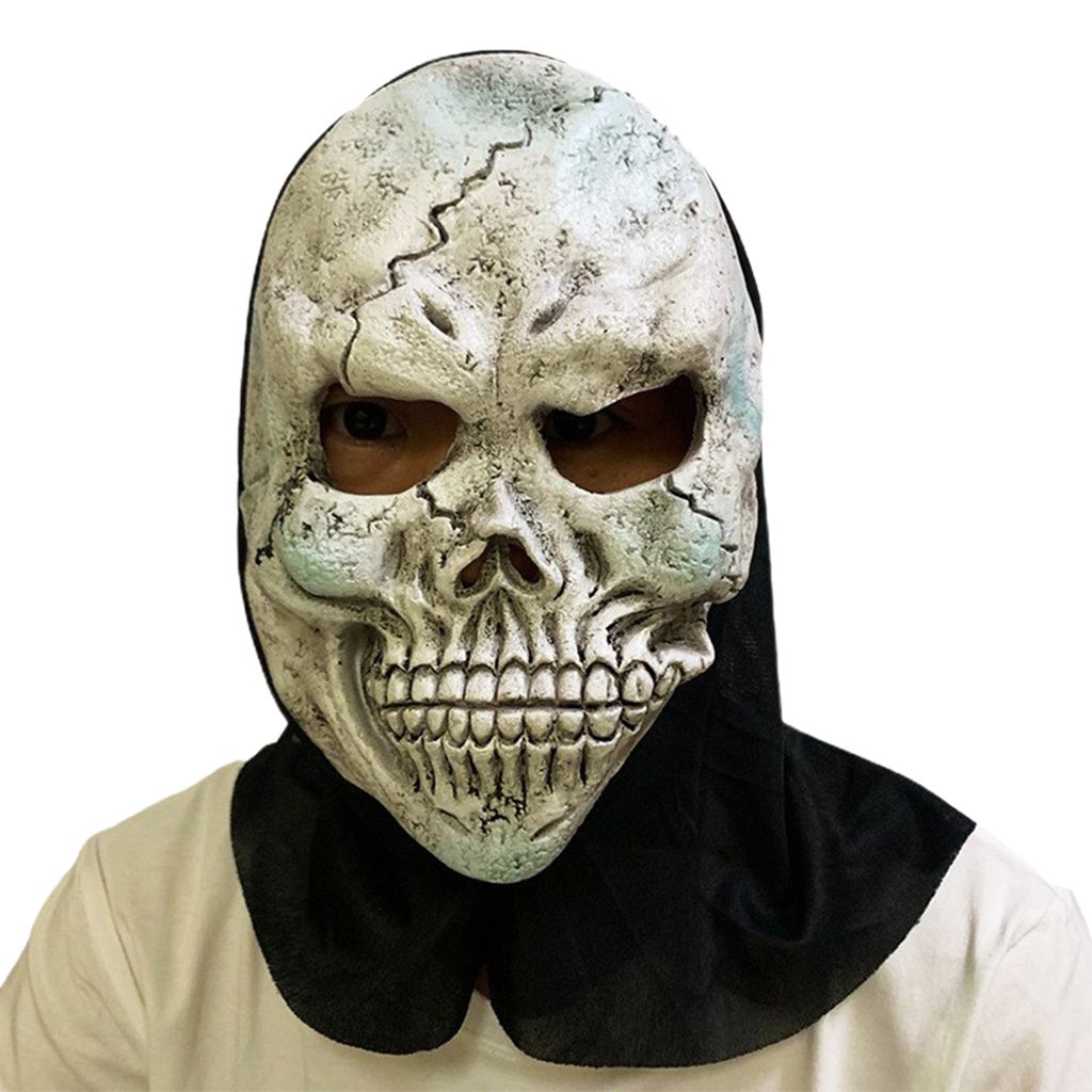 Halloween beängstigende Kopfbedeckung mit schwarzem Stoff gruselig realistisches Haunted House Horror Requisite Kostüm Party Cosplay Latex Full F...