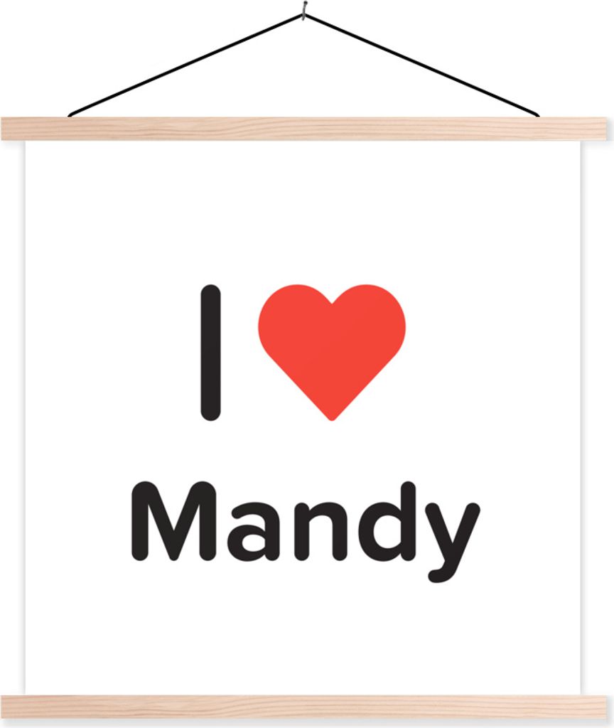 MuchoWow Textilposter Ich liebe - Mandy - Mädchen 40x40 cm mit holzfarbenen Rahmen - Posterleiste